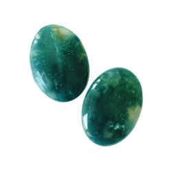 Полускъпоценни камъни - Кабошон от зелен мъхов ахат 25х18мм (1бр)