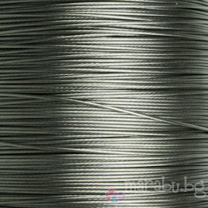 Сива тел за низане Tigertail - 7 нишки 1мм (1м)