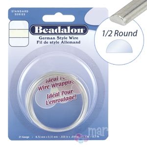 Посребрена бижутерийна тел с полукръгъл профил German Style  22G (1бр)