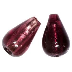 Лилаво капковидно фолирано мънисто Lampwork 12х20мм (1бр) 