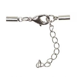 Посребрена закопчалка щипка с накрайник за залепване 12х6 мм 