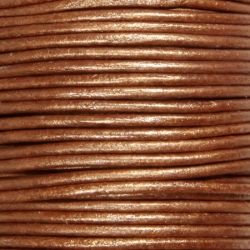 Кожен шнур металик, цвят мед 2мм ( 1м)
